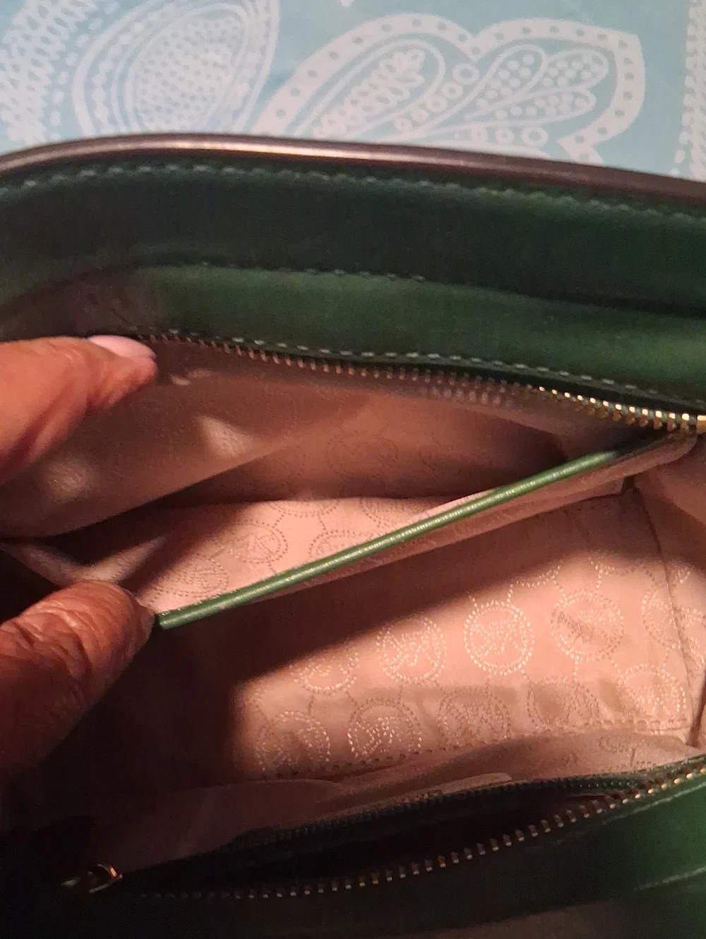 Michael Kors Emerald Green Leather Small Satchel w/Goldtone Lock & Key  (NWOT)
